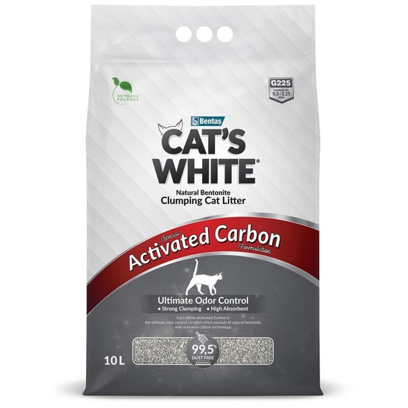 cat's white carvão ativado areia litter wepet