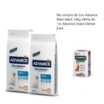 advance maxi adult chicken 14kg x 2un oferta 1 cx advance snack dental care stick wepet