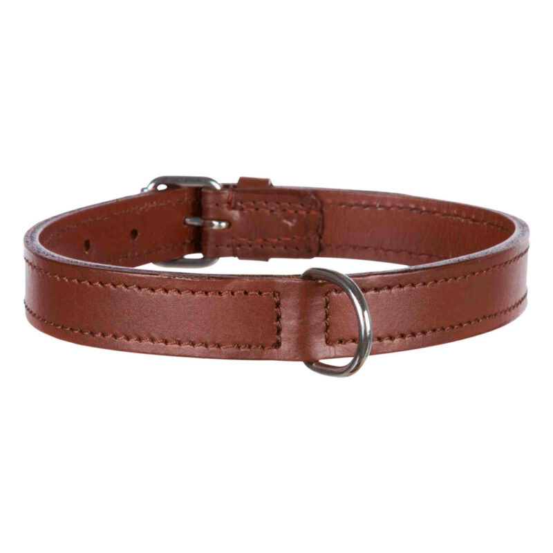 coleira em pele macia active cognac trixie
