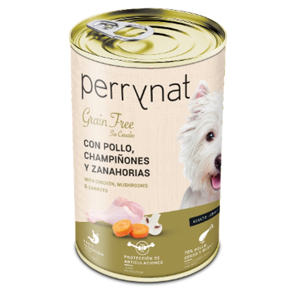 perrynat-adulto-pollo-perrygaty Perrynat Grain Free POLLO CHAMPIÑON ZANAHORIA 400gr wepet cão