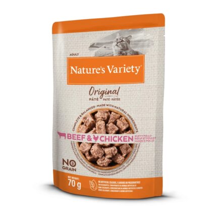 nature's variety wet cat original no grain vaca e frango paté 70gr