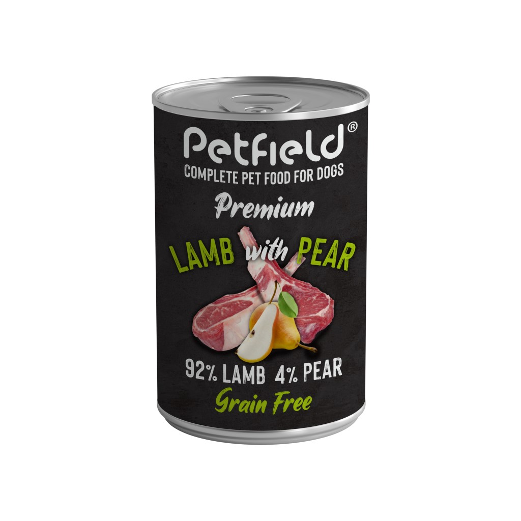wetfood-petfield-lamb-pear-400g-mockup Petfield Wetfood Dog Lamb & Pear 400gr wepet cão